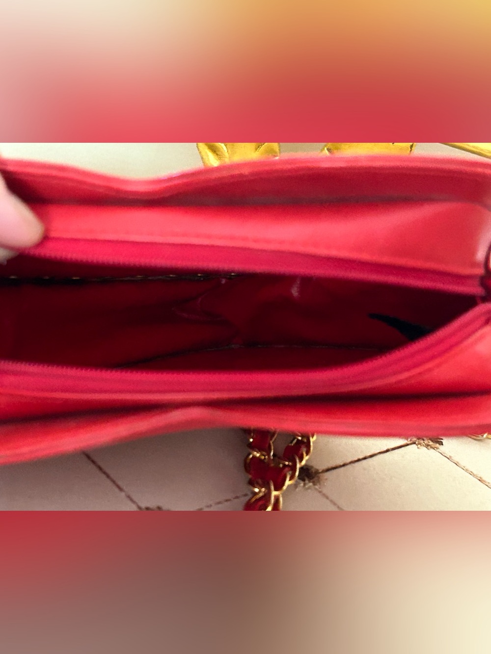 MCM Red Heart Studded Crossbody with Gold Chain Cromer Design - Picture 10 of 16